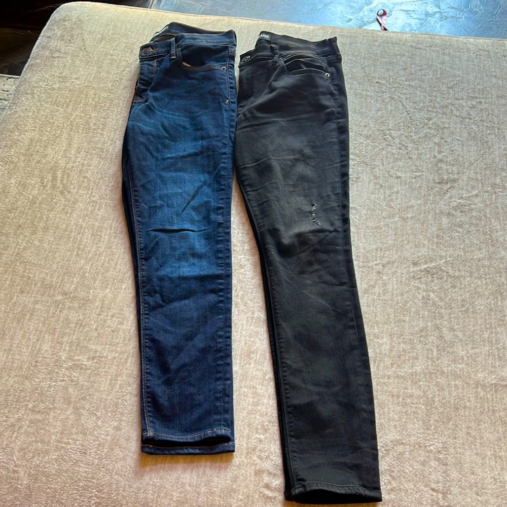 2 pair Express denim leggings. Size 12. Preowned excellent condition. Midrise.